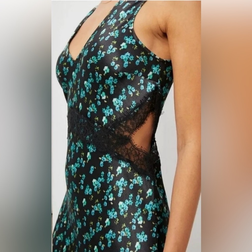 Rails Pandora Floral Satin Crepe Midi Dress Black 
Green SZ Small Fairy EUC - Picture 4 of 10